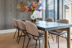 Eettafel Blackbone Eiken 220 x 100 cm met gouden u-poot - Zwart - Loft24.nl