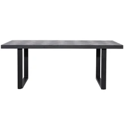 Eettafel Blax 200 x 100 cm eiken met metalen onderstel - Zwart - Loft24.nl