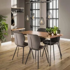 Eettafel Edge Massief acaciahout 130 x 70cm - Naturel - Loft24.nl