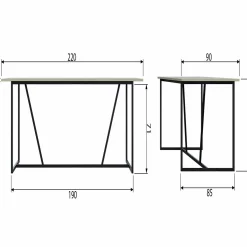 Eettafel Silas Essen, 220 x 90cm, kleur Dust - Loft24.nl