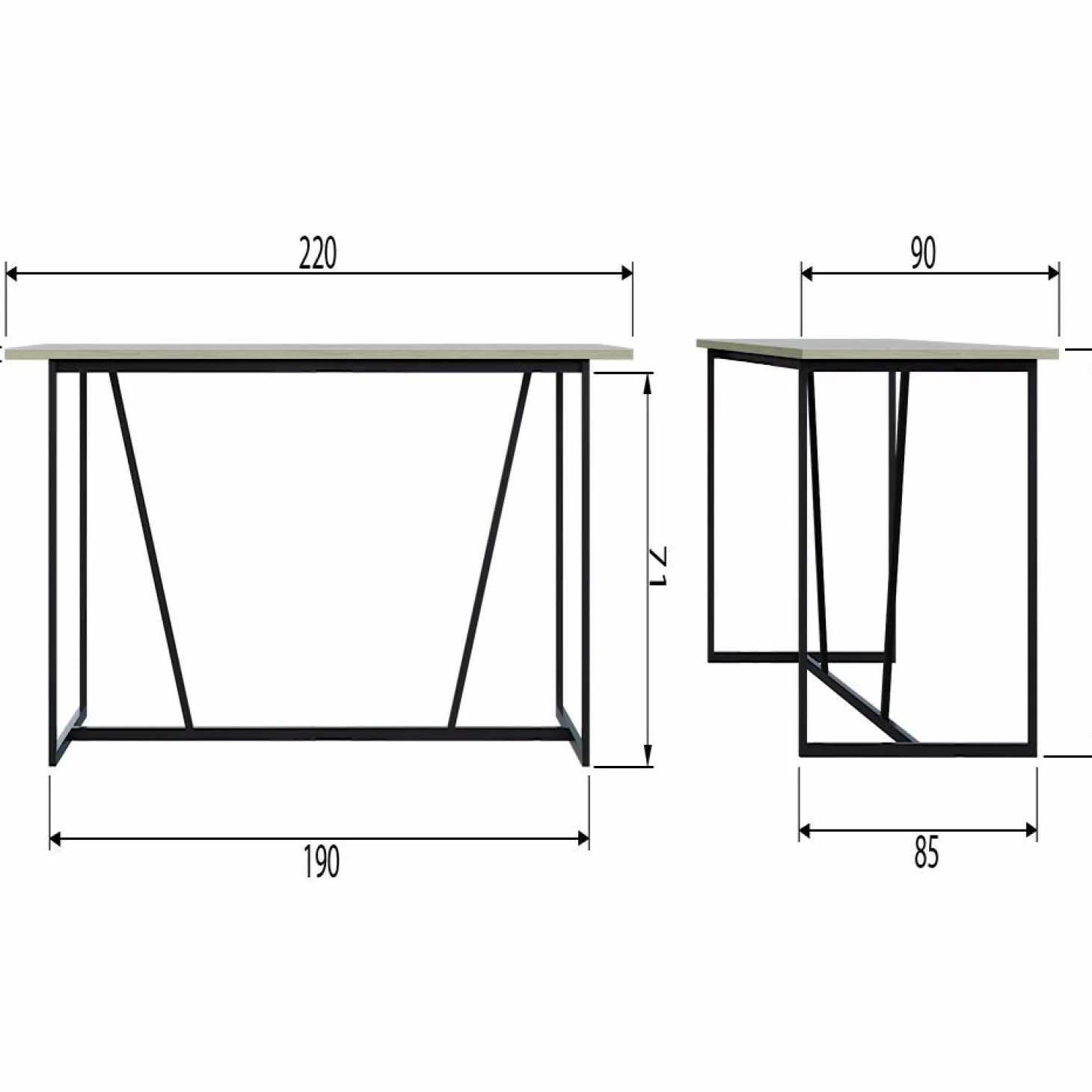 Eettafel Silas Essen, 220 x 90cm, kleur Dust - Loft24.nl