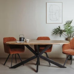 Eettafel Silvi Deens ovaal Mangohout Naturel - 180cm - Loft24.nl
