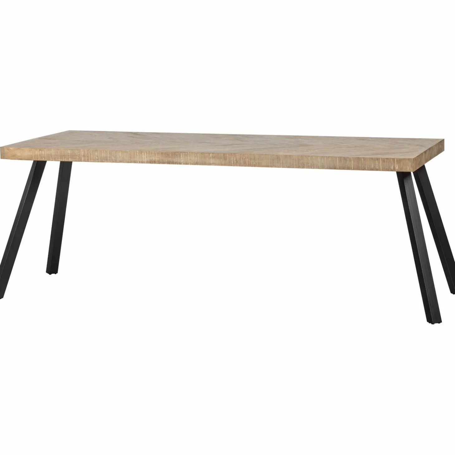 Eettafel Tablo Mangohout Visgraat, met 2-standen poot - 180cm - Loft24.nl