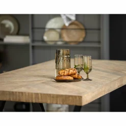 Eettafel Tablo Mangohout Visgraat, met 2-standen poot - 180cm - Loft24.nl