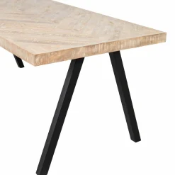 Eettafel Tablo Mangohout Visgraat, met 2-standen poot - 180cm - Loft24.nl