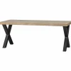 Eettafel Tablo Mangohout Visgraat, met X-poot - 180cm - Loft24.nl