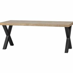 Eettafel Tablo Mangohout Visgraat, met X-poot - 180cm - Loft24.nl