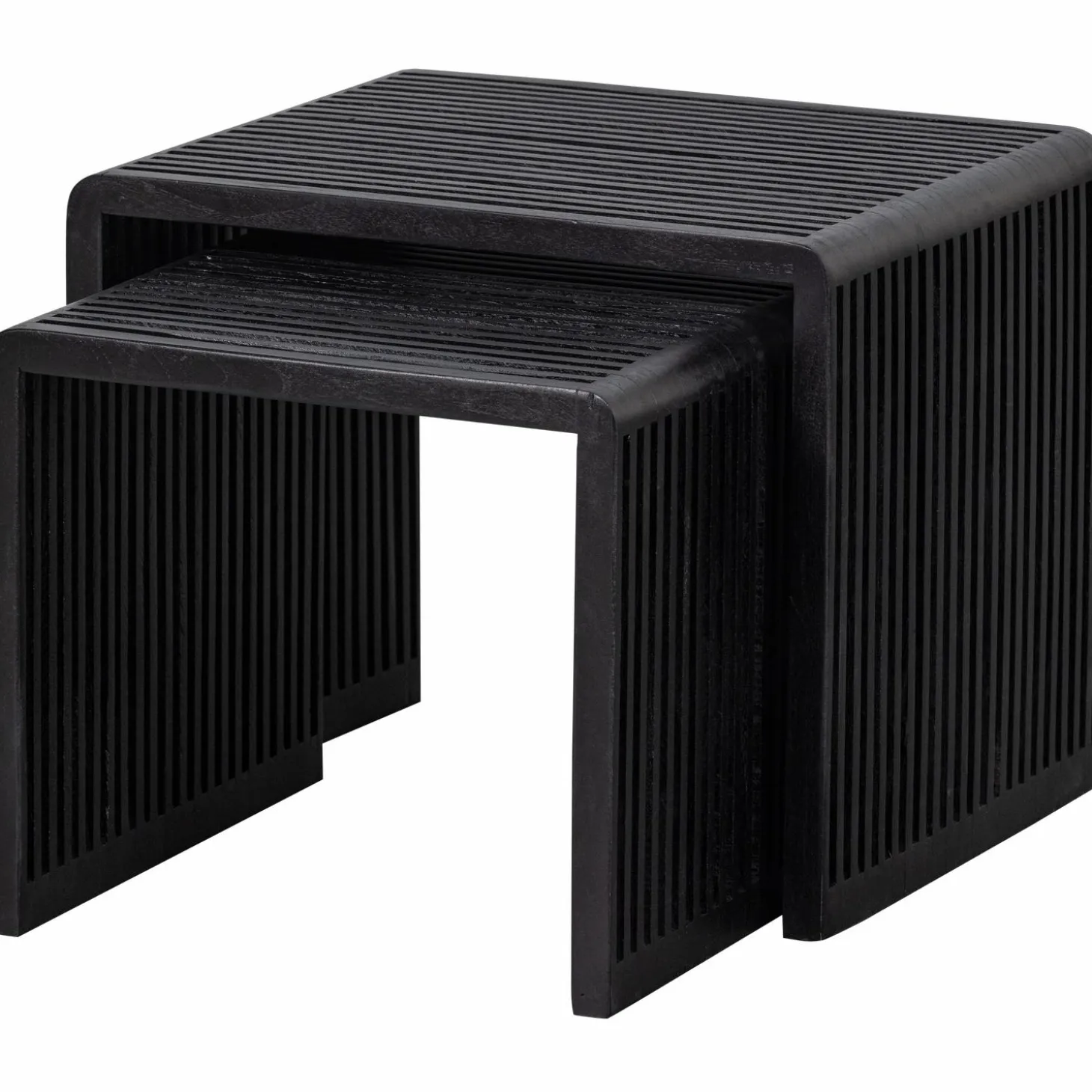 Exclusive Bijzettafel Willa Set van 2 stuks Teakhout Zwart - Loft24.nl