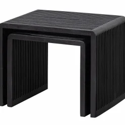 Exclusive Bijzettafel Willa Set van 2 stuks Teakhout Zwart - Loft24.nl