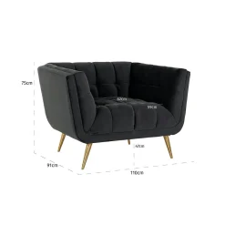 Fauteuil Huxley Velvet - Antraciet - Loft24.nl