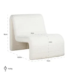 Fauteuil Kelly Chenille - Wit - Loft24.nl