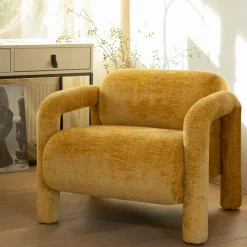 Fauteuil Lenny Structure Velvet - Goud - Loft24.nl