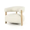 Fauteuil Lola Bouclé en eikenhout - Beige - Loft24.nl