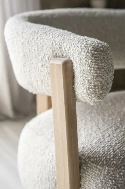 Fauteuil Lola Bouclé en eikenhout - Beige - Loft24.nl