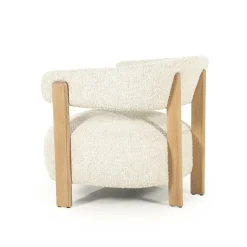 Fauteuil Lola Bouclé en eikenhout - Beige - Loft24.nl