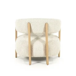 Fauteuil Lola Bouclé en eikenhout - Beige - Loft24.nl