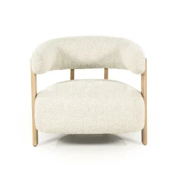 Fauteuil Lola Bouclé en eikenhout - Beige - Loft24.nl