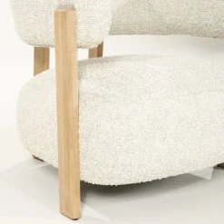 Fauteuil Lola Bouclé en eikenhout - Beige - Loft24.nl