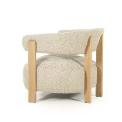 Fauteuil Lola Bouclé en eikenhout - Taupe - Loft24.nl