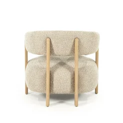 Fauteuil Lola Bouclé en eikenhout - Taupe - Loft24.nl