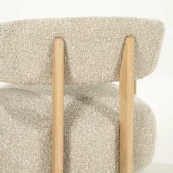 Fauteuil Lola Bouclé en eikenhout - Taupe - Loft24.nl