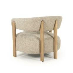 Fauteuil Lola Bouclé en eikenhout - Bruin - Loft24.nl