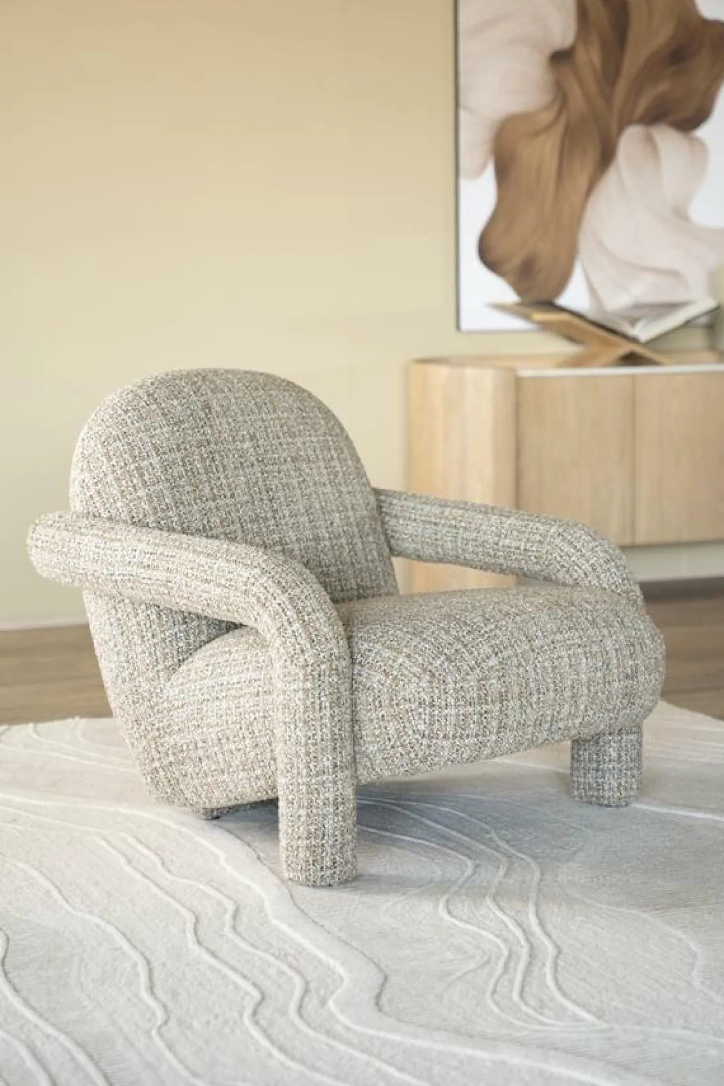 Fauteuil Monica Grove Bouclé - Taupe - Loft24.nl