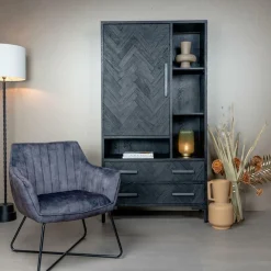 Fauteuil Monte Velvet - Antraciet - Loft24.nl