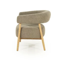 Fauteuil Mysa Teddy en eikenhout - Taupe - Loft24.nl