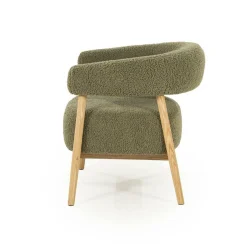 Fauteuil Mysa Teddy en eikenhout - Groen - Loft24.nl