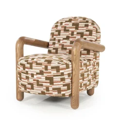 Fauteuil Retrova Bouclé en hout - print - Loft24.nl