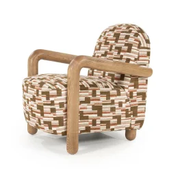 Fauteuil Retrova Bouclé en hout - print - Loft24.nl
