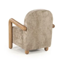 Fauteuil Retrova Bouclé en hout - Taupe - Loft24.nl