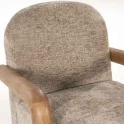 Fauteuil Retrova Bouclé en hout - Taupe - Loft24.nl