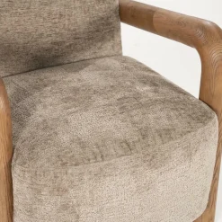 Fauteuil Retrova Bouclé en hout - Taupe - Loft24.nl