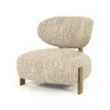 Fauteuil Reza Bouclé en bruin eikenhout - Beige - Loft24.nl