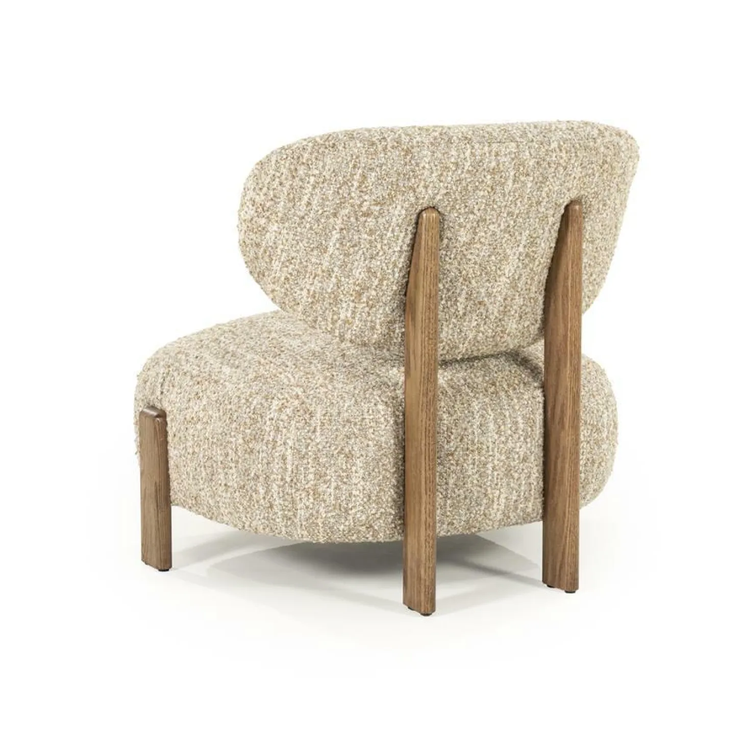 Fauteuil Reza Bouclé en bruin eikenhout - Beige - Loft24.nl