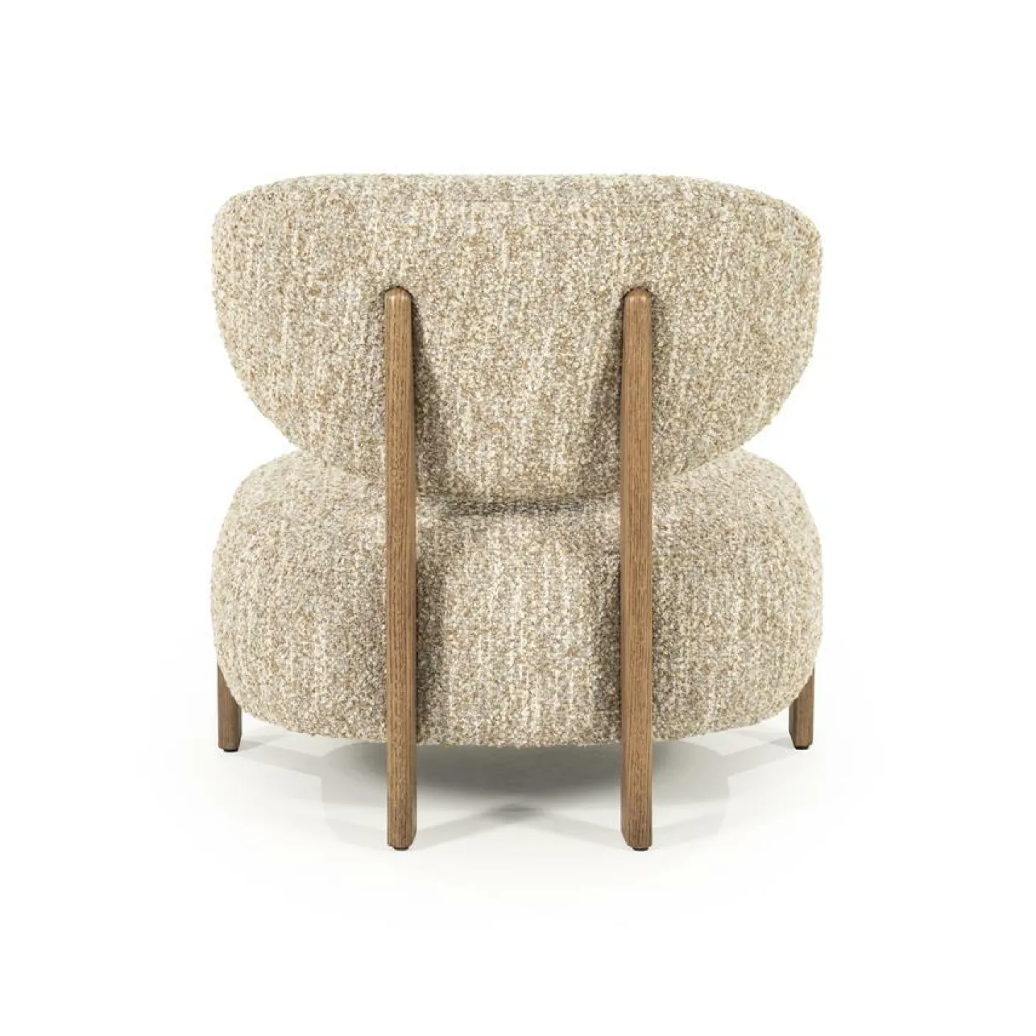 Fauteuil Reza Bouclé en bruin eikenhout - Beige - Loft24.nl
