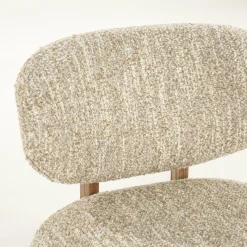 Fauteuil Reza Bouclé en bruin eikenhout - Beige - Loft24.nl