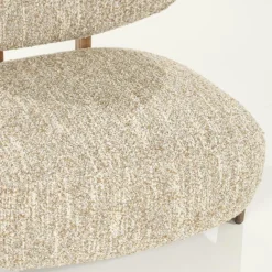 Fauteuil Reza Bouclé en bruin eikenhout - Beige - Loft24.nl