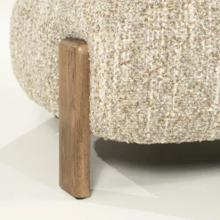 Fauteuil Reza Bouclé en bruin eikenhout - Beige - Loft24.nl