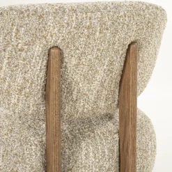 Fauteuil Reza Bouclé en bruin eikenhout - Beige - Loft24.nl