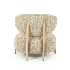 Fauteuil Reza Bouclé en naturel eikenhout - Beige - Loft24.nl