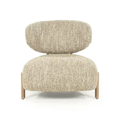 Fauteuil Reza Bouclé en naturel eikenhout - Beige - Loft24.nl