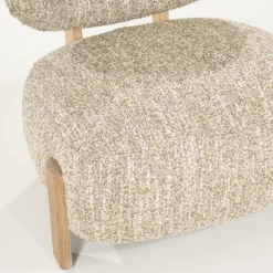 Fauteuil Reza Bouclé en naturel eikenhout - Beige - Loft24.nl