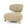 Fauteuil Reza Bouclé en naturel eikenhout - Taupe - Loft24.nl