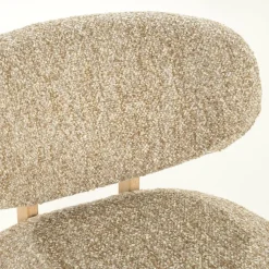 Fauteuil Reza Bouclé en naturel eikenhout - Taupe - Loft24.nl