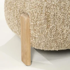 Fauteuil Reza Bouclé en naturel eikenhout - Taupe - Loft24.nl