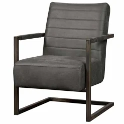 Fauteuil Rocca Leder - Antraciet - Loft24.nl