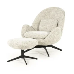 Fauteuil Ryan Met hocker Bouclé - Beige - Loft24.nl